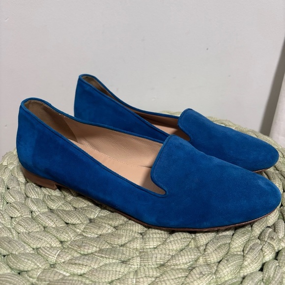 J. Crew Cleo Bright Cobalt Deep Riviera Blue Suede Slip On Loafers - Picture 2 of 11